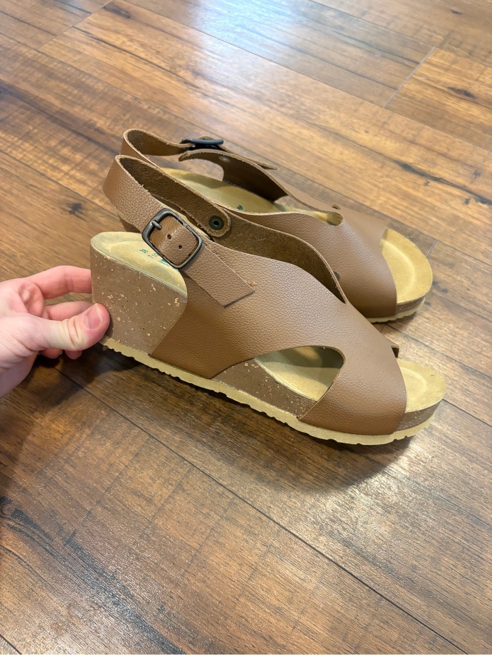 BioNatura Tessa Women's Brown Cork Wedge Sandals 38 US 7.5 NWOB